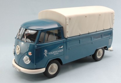 Immagine di VW T1 FLATBED PLATFORM TRAILER 1964 COVER REMOVABLE LIGHT BLUE 1:18