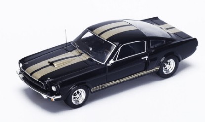 Immagine di MUSTANG SHELBY G.T.350 HERTZ 1966 BLACK W/GOLD STRIPES 1:43