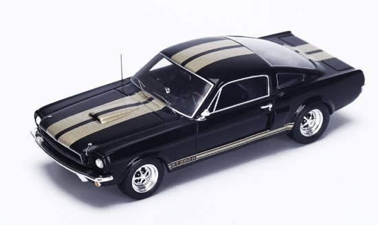 Immagine di MUSTANG SHELBY G.T.350 HERTZ 1966 BLACK W/GOLD STRIPES 1:43