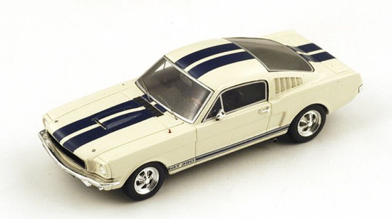 Immagine di MUSTANG SHELBY GT 350 1966 WHITE W/BLUE STRIPES 1:43