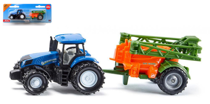 MODELLINO AGRICOLO STATICO SIKU TRATTORE NEW HOLLAND + BARRE IRRORATRICI 1:87