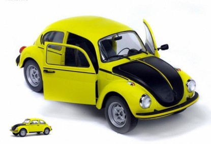 Immagine di VW BEETLE 1303 WELTMEISTER WORLD CUP GERMANY 1974 YELLOW/BLACK 1:18