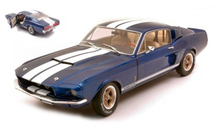Immagine di SHELBY MUSTANG GT500 1967 BLUE W/WHITE STRIPES 1:18