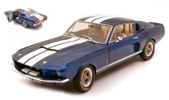 Immagine di SHELBY MUSTANG GT500 1967 BLUE W/WHITE STRIPES 1:18