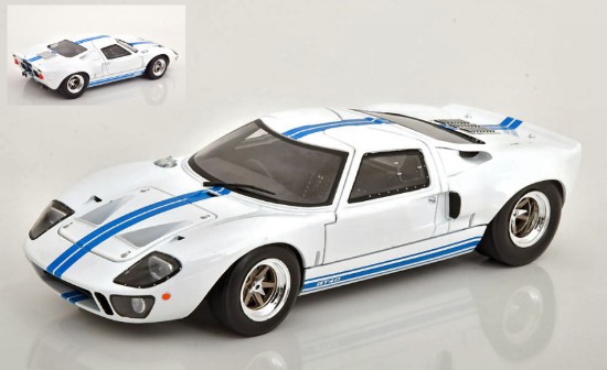 Immagine di FORD GT40 MK1 WHITE W/BLUE STRIPES 1:18