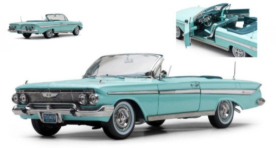 Immagine di CHEVROLET IMPALA OPEN CONVERTIBLE 1961 LIGHT TURQOISE 1:18