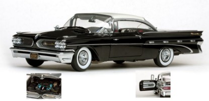 Immagine di PONTIAC BONNEVILLE HARD TOP 1959 BLACK W/IVORY ROOF 1:18