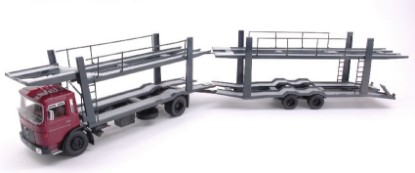 Immagine di MAN CAR TRANSPORTER WITH TRAILER 1970 RED/GREY 1:43
