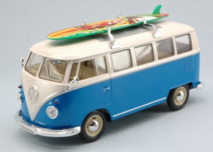 Immagine di VW T1 BUS W/SURFBOARD 1963 BLUE/CREAM 1:24