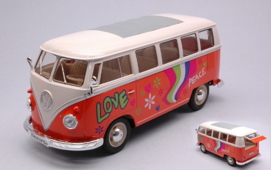 Immagine di VW T1 BUS ORANGE/WHITE FLOWER POWER 1:24