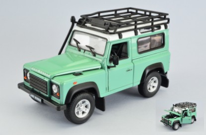 Immagine di LAND ROVER DEFENDER LIGHT GREEN/WHITE W/ROOF RACK 1:24