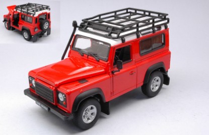 Immagine di LAND ROVER DEFENDER OFF ROAD W/ROOF RACK RED WHITE 1:24