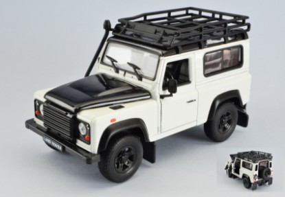 Immagine di LAND ROVER DEFENDER WHITE/BLACK W/ROOF RACK 1:24