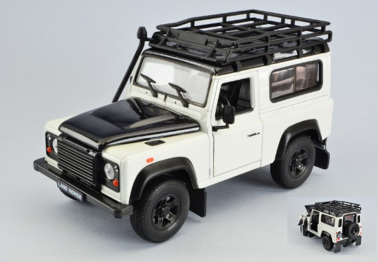 Immagine di LAND ROVER DEFENDER WHITE/BLACK W/ROOF RACK 1:24