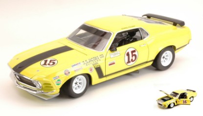 Immagine di FORD MUSTANG BOSS 302 N.15 GEORGE FOLLMER 1970 YELLOW 1:18