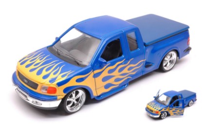 Immagine di FORD F-150 FLARESIDE SUPERCAB PICK UP 1999 BLUE W/YELLOW FLAMES 1:24