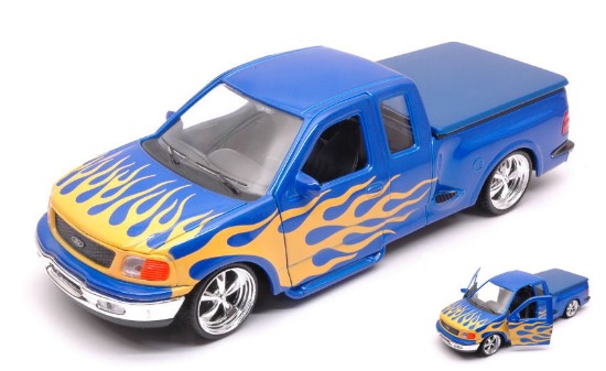 Immagine di FORD F-150 FLARESIDE SUPERCAB PICK UP 1999 BLUE W/YELLOW FLAMES 1:24