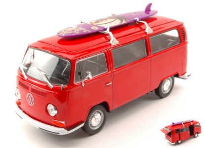 Immagine di VW T2 BUS W/SURFBOARD 1972 RED 1:24