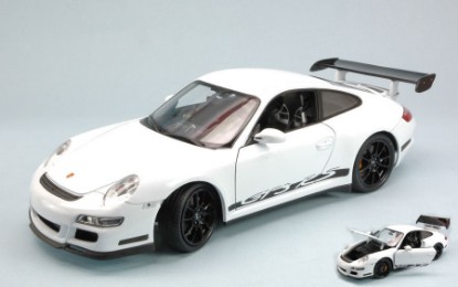 Immagine di PORSCHE 911 GT3 RS 2007 WHITE WITH BLACK STRIPS 1:18