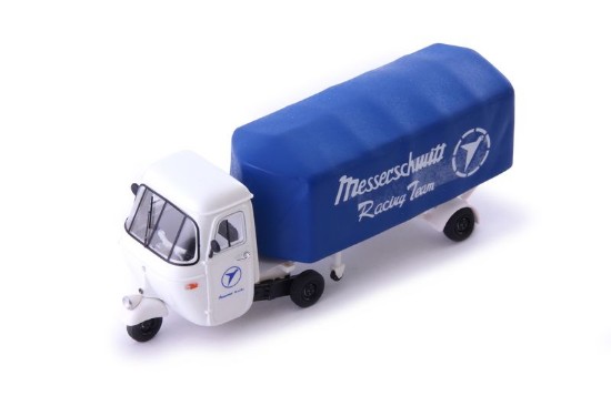 Immagine di APE PIAGGIO PENTARO RENNTRANSPORTER "MESSERSCHMITT" 1961 WHITE/BLUE 1:43