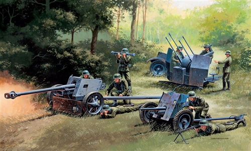KIT MODELLINO MILITARE ITALERI CANNONI GUNS SET PAK 35 - 40 FLACK 38 1:72