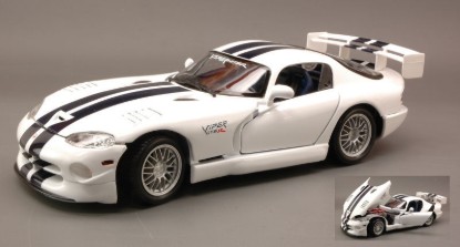 Immagine di DODGE VIPER GTSR GT2 1999 WHITE W/BLUE STRIPES 1:18
