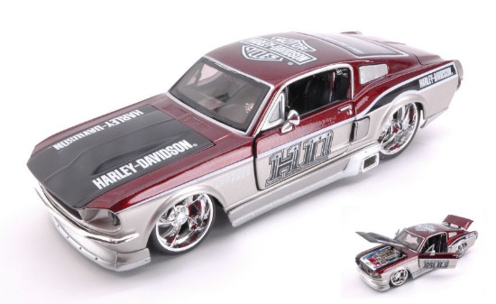 Immagine di FORD MUSTANG GT 1967 HARLEY DAVIDSON METALLIC SILVER/COPPER 1:24