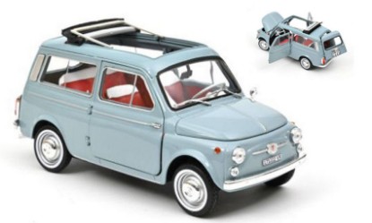 Immagine di FIAT 500 GIARDINIERA 1964 CENERE BLUE 1:18