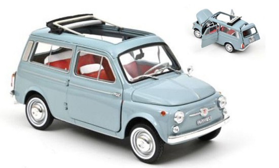 Immagine di FIAT 500 GIARDINIERA 1964 CENERE BLUE 1:18