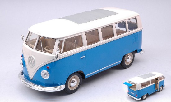 Immagine di VW BUS T1 1962 BLUE W/WHITE ROOF 1:24