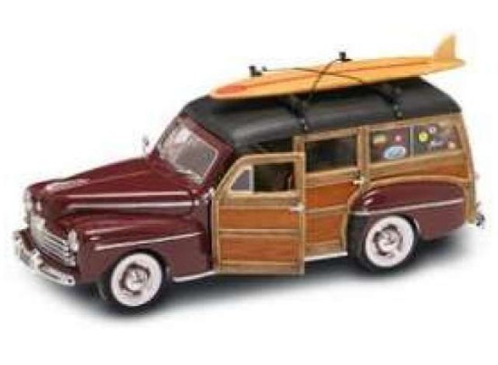 Immagine di FORD WOODY 1948 BURGUNDY C/WINDSURF 1:18