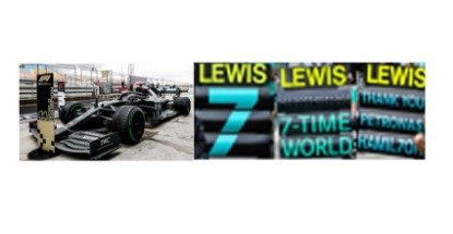 Immagine di MERCEDES F1 W11 L.HAMILTON 2020 N.44 WINNER TURKISH GP W/PIT BOARD 1:18