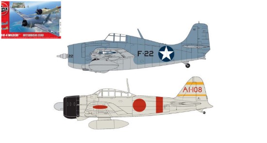 Immagine di GRUMMAN F-4F4 WILDCAT AND MITSUBISHI ZERO DOGFIGHT DOUBLE KIT 1:72