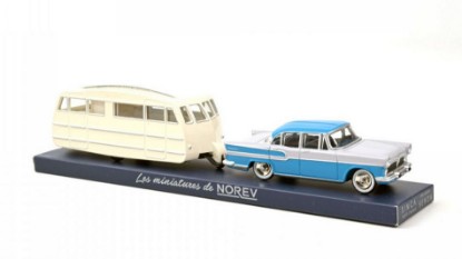 Immagine di SIMCA VEDETTE CHAMBORD 1958 & CARAVANE HENON BLEU & GRIS 1:43