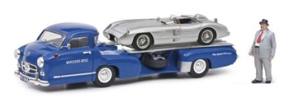 Immagine di MERCEDES SCHNELLTRANSPORTER BLAUES WUNDER W/MB 300 SLR AND FIGURE 1:43