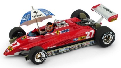 Immagine di FERRARI 126 C2 G.VILLENEUVE 1982 N.27 BRAZIL GP + PILOTA E OMBRELL.1:43