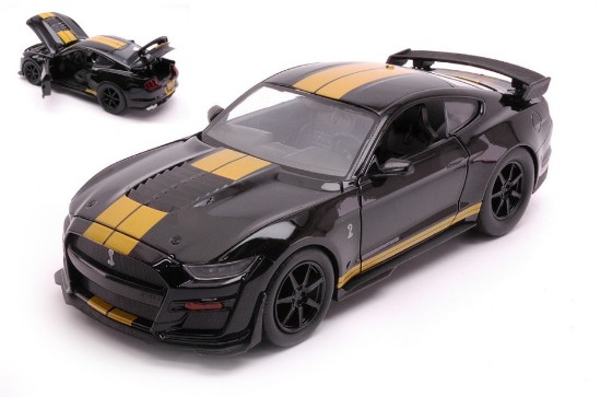 Immagine di FORD MUSTANG SHELBY GT500 2020 BLACK W/YELLOW STRIPES 1:24
