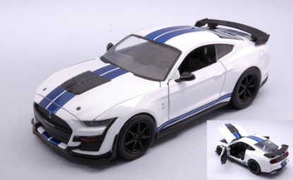 Immagine di FORD MUSTANG SHELBY GT500 2020 WHITE W/BLUE STRIPES 1:24