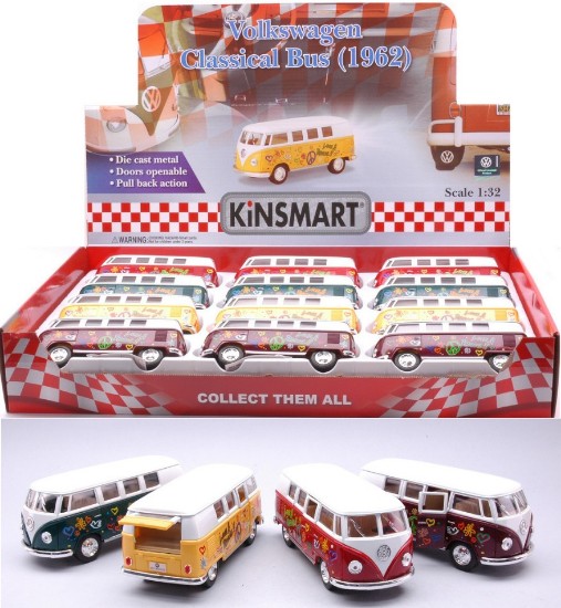 Immagine di VW CLASSICAL BUS W/FLOWERS COL.ASS.cm 12 1:32