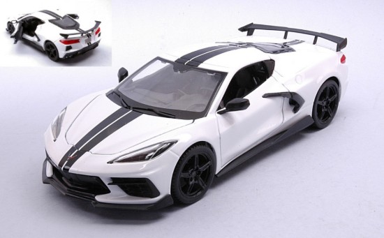 Immagine di CHEVROLET CORVETTE STINGRAY COUPE' HIGH WING 2020 WHITE 1:24
