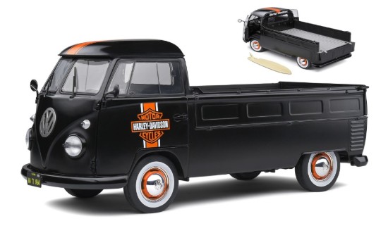 Immagine di VOLKSWAGEN T1 PICKUP 1950 CUSTOM HARLEY DAVIDSON W/SURFBOARD 1:18