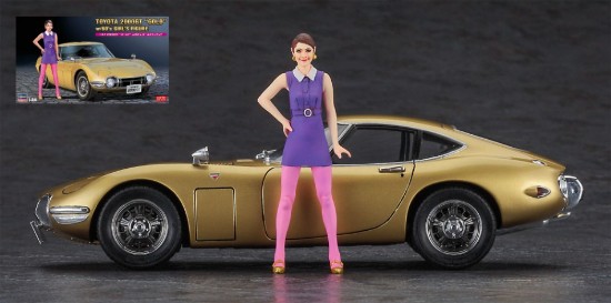 Immagine di TOYOTA 2000 GT GOLD W/GIRL FIGURE KIT 1:24