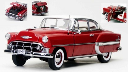 Immagine di CHEVROLET BEL AIR H.TOP COUPE WITH WHITE ROOF 1953 RED  1:18