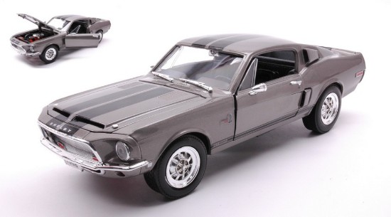 Immagine di SHELBY MUSTANG GT-500KR TUNGSTEN GREY WITH BLACK STRIPES 1:18