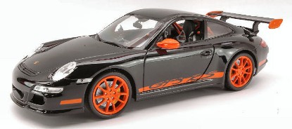 Immagine di PORSCHE 911 GTR 3 RS 2007 BLACK WITH ORANGE STRIPES 1:18