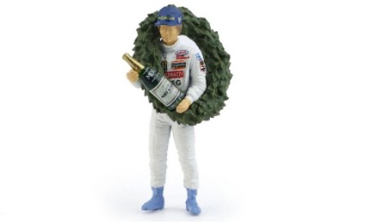 Immagine di GILLES VILLENEUVE WINNER 1981 DIPINTO CON CORONA E BOTTIGLIA 1:43
