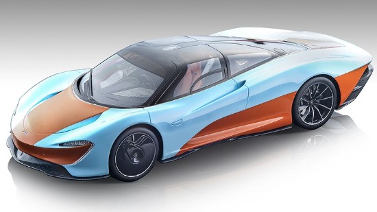 Immagine di MCLAREN SPEEDTAIL 2020 LIGHT BLUE/ORANGE 1:43