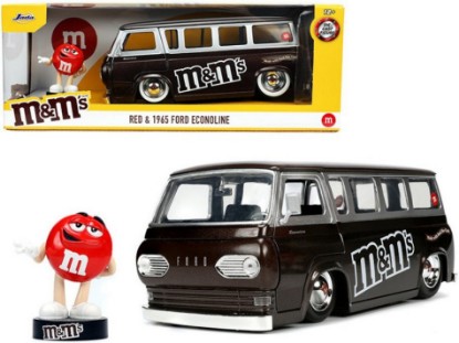 Immagine di FORD ECONOLINE WITH RED FIGURE "M&M'S" 1965 BROWN 1:24