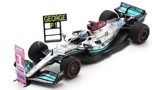 Picture of MERCEDES F1 G.RUSSEL 2022 N.63 WINN.BRAZIL GP W/PIT AND NUMBER BOARD1:43
