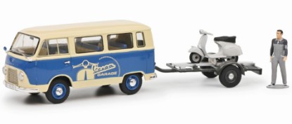 Immagine di FORD TAUNUS TRANSIT FK1000 MINIBUS W/VESPA 150 GS 1958 BLUE CREAM 1:43